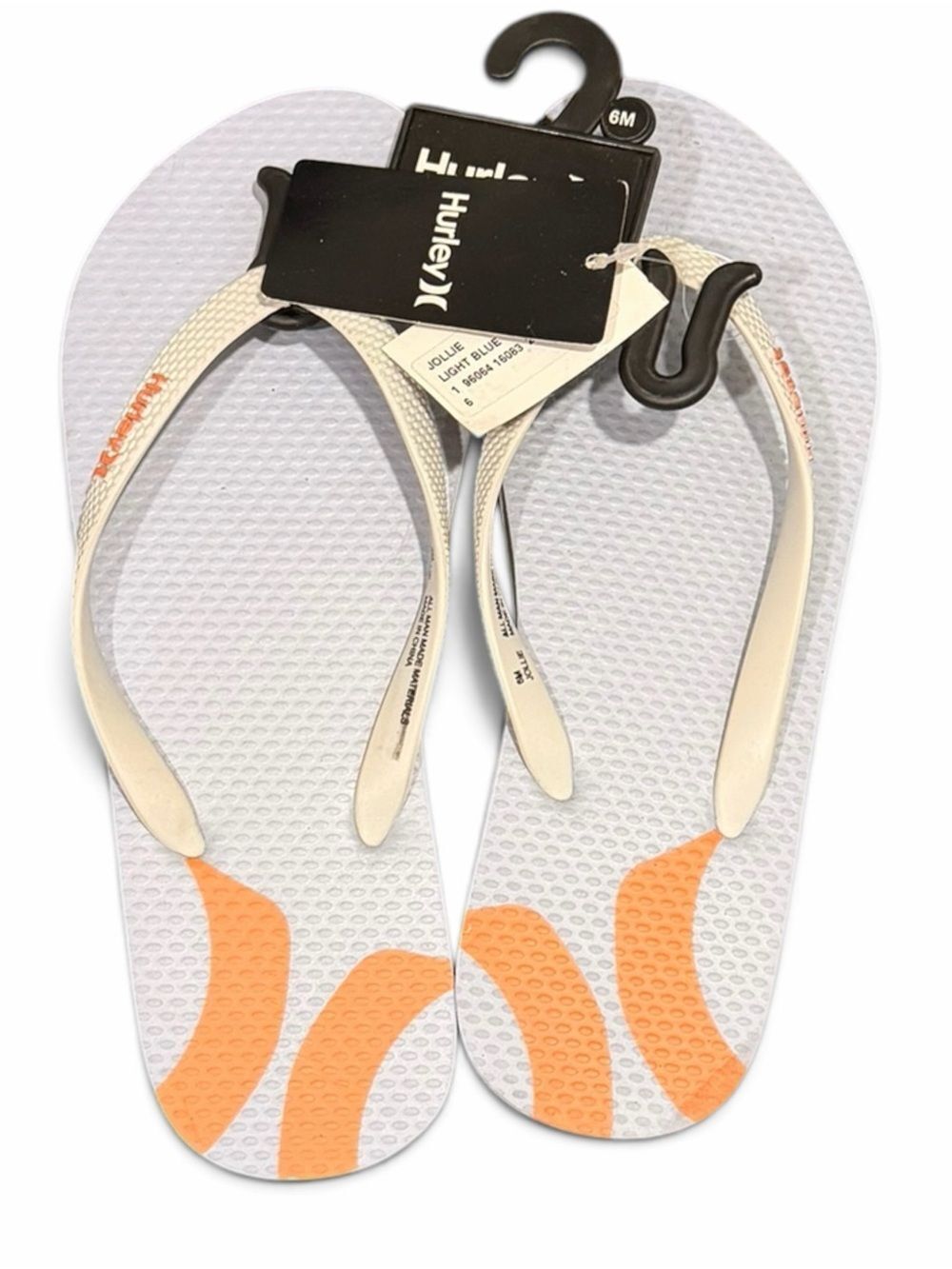 Hurley Jollie White Light Blue Coral Graphic Flip Flop Sandals NWT Size 6M